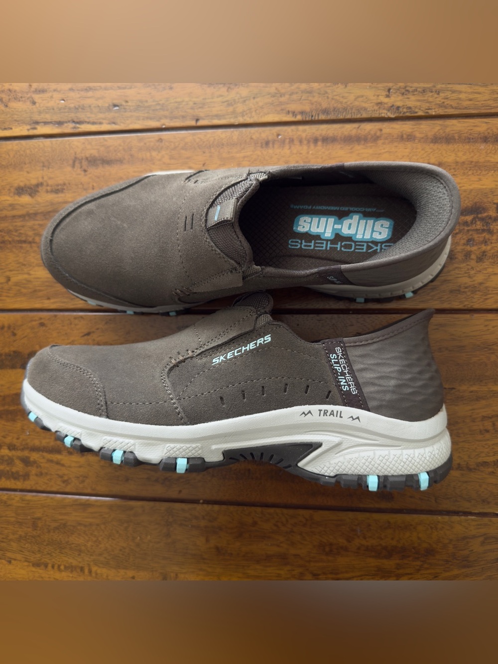 Skechers Slip-Ins Hillcrest Sunapee Trail Loafers Dark Taupe Women's Size 8 NWOT